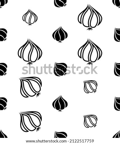 Garlic Icon Seamless Pattern, Common Seasoning Vegetable Icon Vector Art Illustration Royalty-Free Stock Photo #2122517759