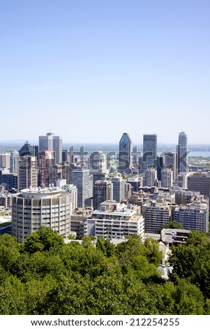 The view of Montreal from the Kondiaronk Belvedere Mount Royal
