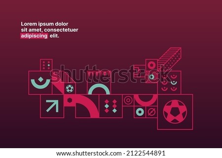 Sports background for event, tournament, invitation, or cup. Layout design template with geometric shapes. Championship in Qatar. Sports background trend 2022.