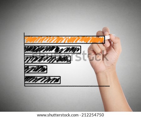 Male hand drawing a chart isolated show