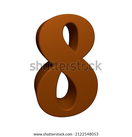 Number 8 in 3d render. 3D illustration. Character eight isolated on white background.