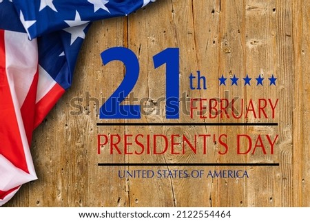 President's Day poster, black background with USA flag close up of wall made of wooden planks