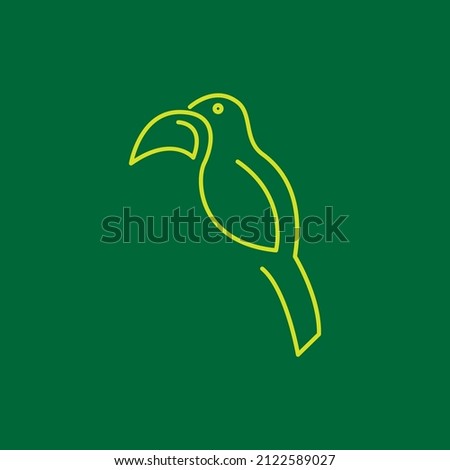 continuous line bird colored toucan logo design, vector graphic symbol icon illustration creative idea