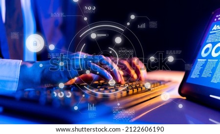 Cybersecurity cybercrime internet scam, business finance crypto currency investment digital network technology computer virus attack risk protection, identity encryption privacy data hacking Royalty-Free Stock Photo #2122606190