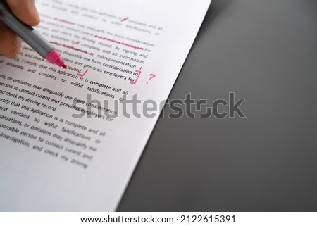 Editing Essay Content On Paper. Proofreader Marking Mistake