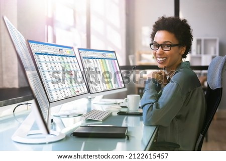 Professional Accountant Using Computer Screen For Medical Billing