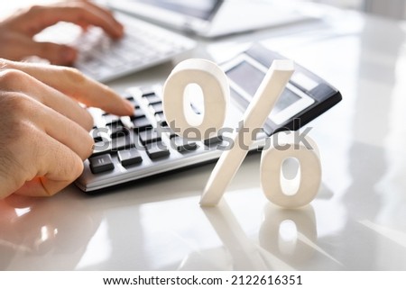 Percentage Sign And Discount Rate. Accountant VAT Tax Concept Royalty-Free Stock Photo #2122616351