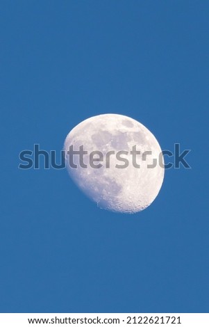 The Moon is a celestial body that orbits the planet Earth in outer space. The Moon is a natural and closest satellite to the Sun relative to the satellites of other planets. Royalty-Free Stock Photo #2122621721