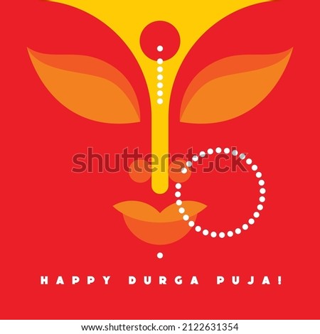 Happy Navratri, illustration of Goddess Durga decorative face Royalty-Free Stock Photo #2122631354