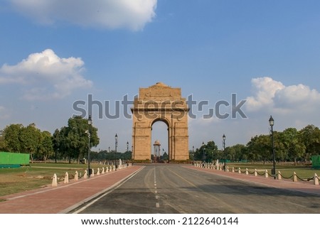 India Gate, aka All India War Memorial, in New Delhi, India Royalty-Free Stock Photo #2122640144