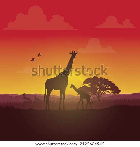 Forest silhouettes vector background, Natural vector illustration.