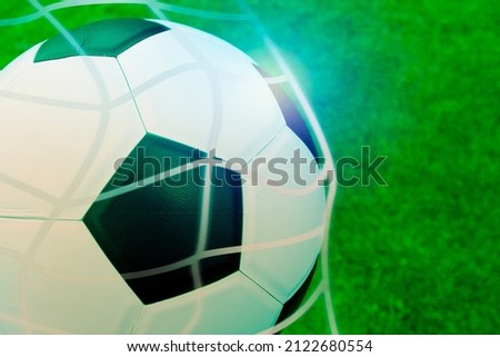 football score in goal net , soccer live score concept