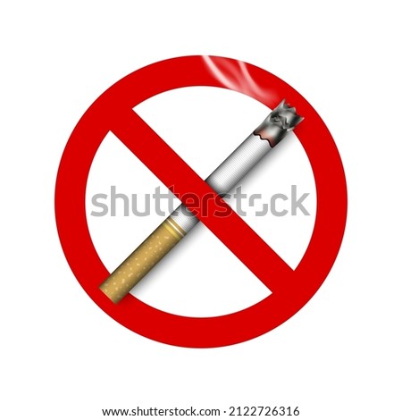 No smoking sign with cigarette, vector illustration
