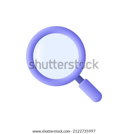 Magnifying glass. Discovery, research, search, analysis concept. 3d vector icon. Cartoon minimal style. Royalty-Free Stock Photo #2122735997