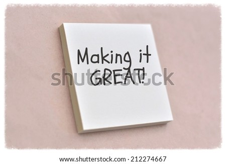 Text making it great on the short note texture background