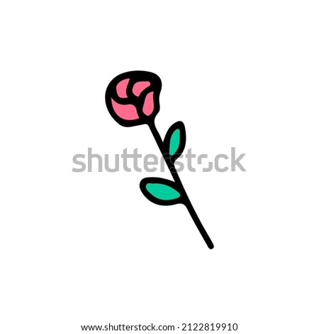 A rose, illustration for t-shirt, sticker, or apparel merchandise. With doodle, soft pop, and cartoon style.