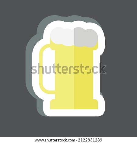 Pint of Beer I Sticker in trendy isolated on black background