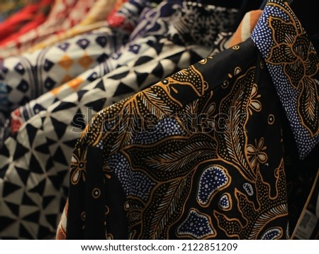 display of clothing stores of various types of batik in Indonesia