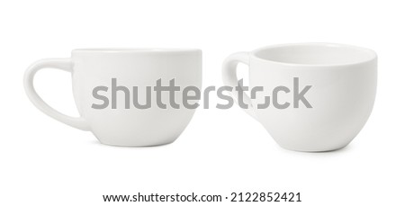 Coffee cup mockup isolated on white background with clipping path. Royalty-Free Stock Photo #2122852421