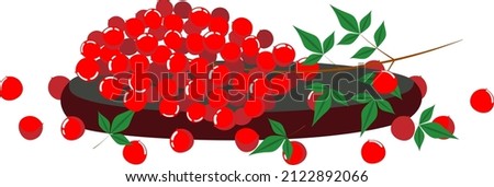 Clip art of Nandina fruit decorating a tray