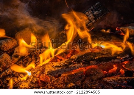 Open-air fire at the campground