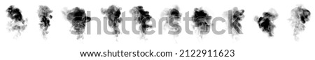 set black water steam smoke rising on white background Royalty-Free Stock Photo #2122911623