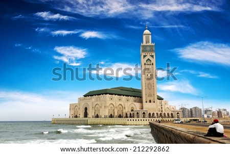The Hassan II Mosque in Casablanca, Morocco Royalty-Free Stock Photo #212292862