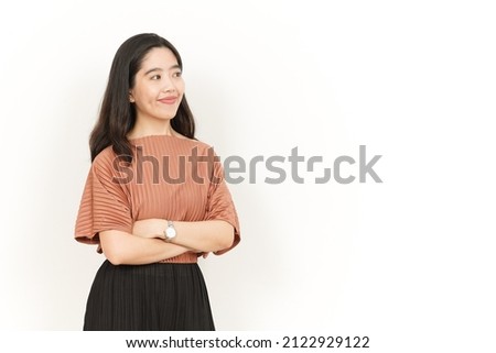 Folding arms and smile Of Beautiful Asian Woman Isolated On White Background
