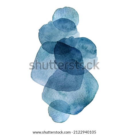 Modern illustration with watercolor transparent stains isolated on white background