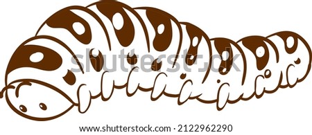 Caterpillar in doodle simple style on white background illustration