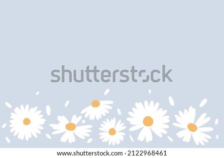 Daisy flower field on blue background vector illustration.