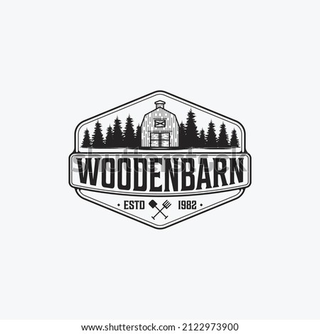 Vintage Barn badge Logo Design Illustration vector - Barn, Farmhouse, Warehouse Logo design template