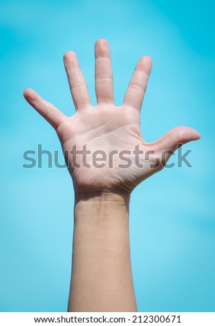 hand with the sky as background