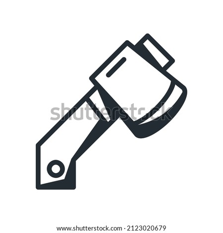 Vector graphic of camping adventure axe line icon hand drawn illustration sketch. Outdoor hiking equipments simple drawing concept for web, poster, print, sticker.