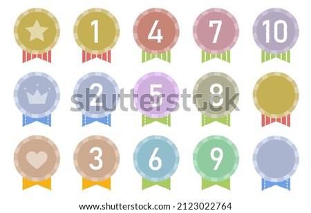 This is an illustration set of colorful and cute medals.Many other variations are available.The vector data is easy to use.