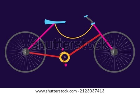Bicycle vector design, minimal and colorful bike, modern simple bicycle illustration with dark blue background 