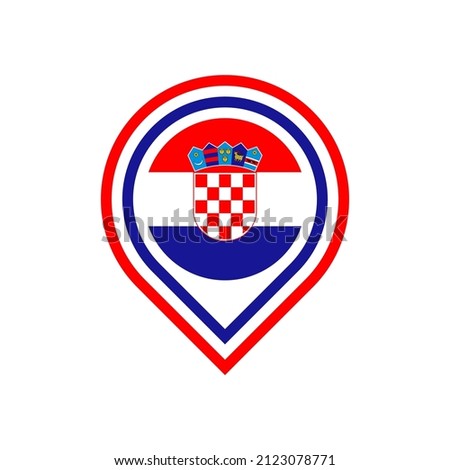 croatia flag map pin icon. isolated on white background