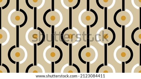 Seamless abstract chain pattern on beige. Vector Illustration. Royalty-Free Stock Photo #2123084411