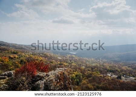 Mountains in the clouds. Beautiful autumn landscape.