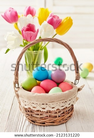 Traditional Easter setting on beige