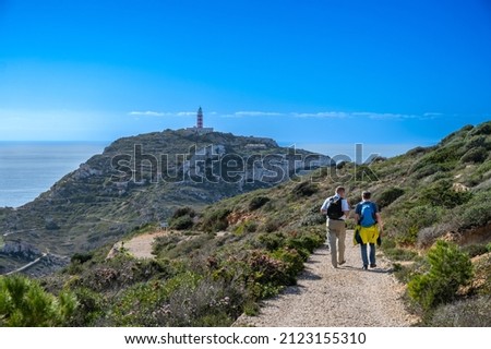 the picture shows the way to the Ensiola lighthouse at the Carrera Island near Mallorca. 