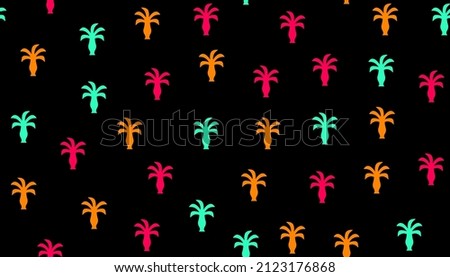 Seamless pattern with colorful palms. Endless exotic background for different materials.