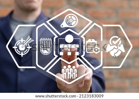 Concept of project management chart. Business process automation management with flowchart to improve efficiency and productivity. Royalty-Free Stock Photo #2123183009