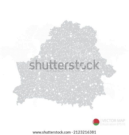 Belarus grey map isolated on white background with abstract mesh line and point scales. Vector illustration eps 10