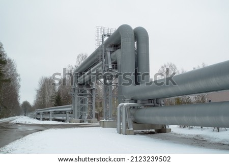 pipeline, two large pipes in the photo close-up
