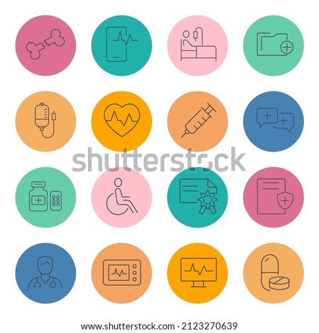 Medical icon set . Medical pack vector elements for infographic web. with trend color