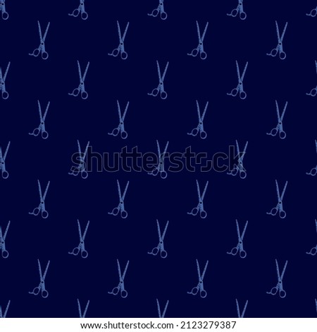Scissors seamless pattern. Retro salon background . Repeated texture in doodle style for fabric, wrapping paper, wallpaper, tissue. Vector illustration.