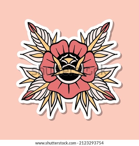 flower vintage hand drawn for tattoo stickers poster etc free vector.