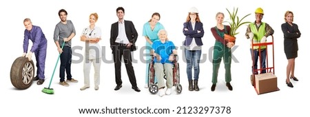 People from different industries and professions as work environment and career concept Royalty-Free Stock Photo #2123297378