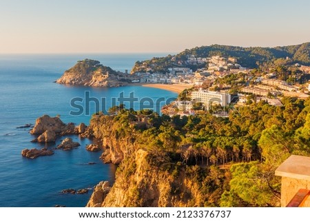 High Angle View on the coastal town of Tossa de Mar, Gerona Province, Catalonia, Spain